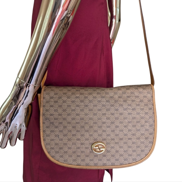 GUCCI TAN AND BROWN GG MONOGRAM CROSSBODY BAG - Picture 1 of 16